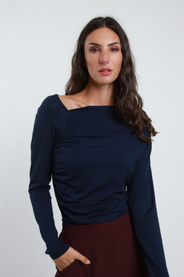 Asymmetrisches Ausschnitt T-Shirt