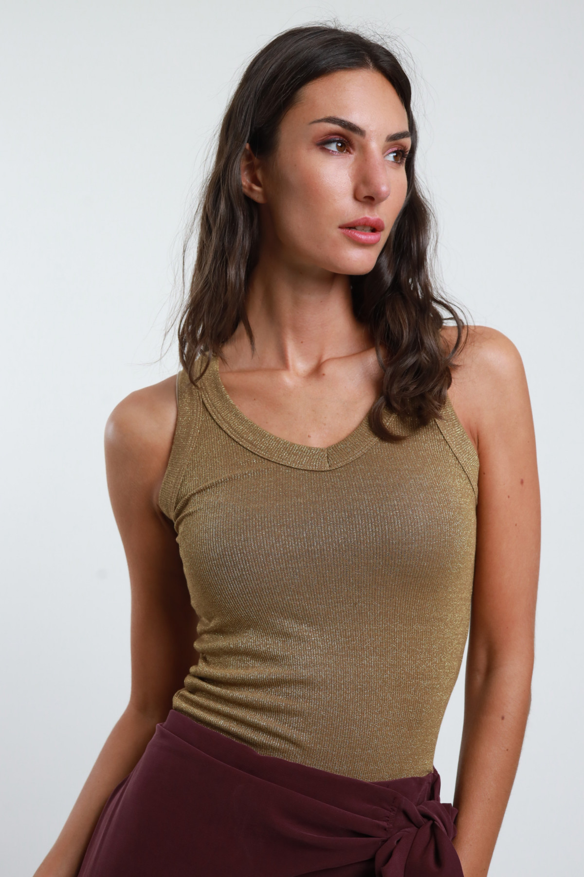 Lurex Rippen -Tank -Top