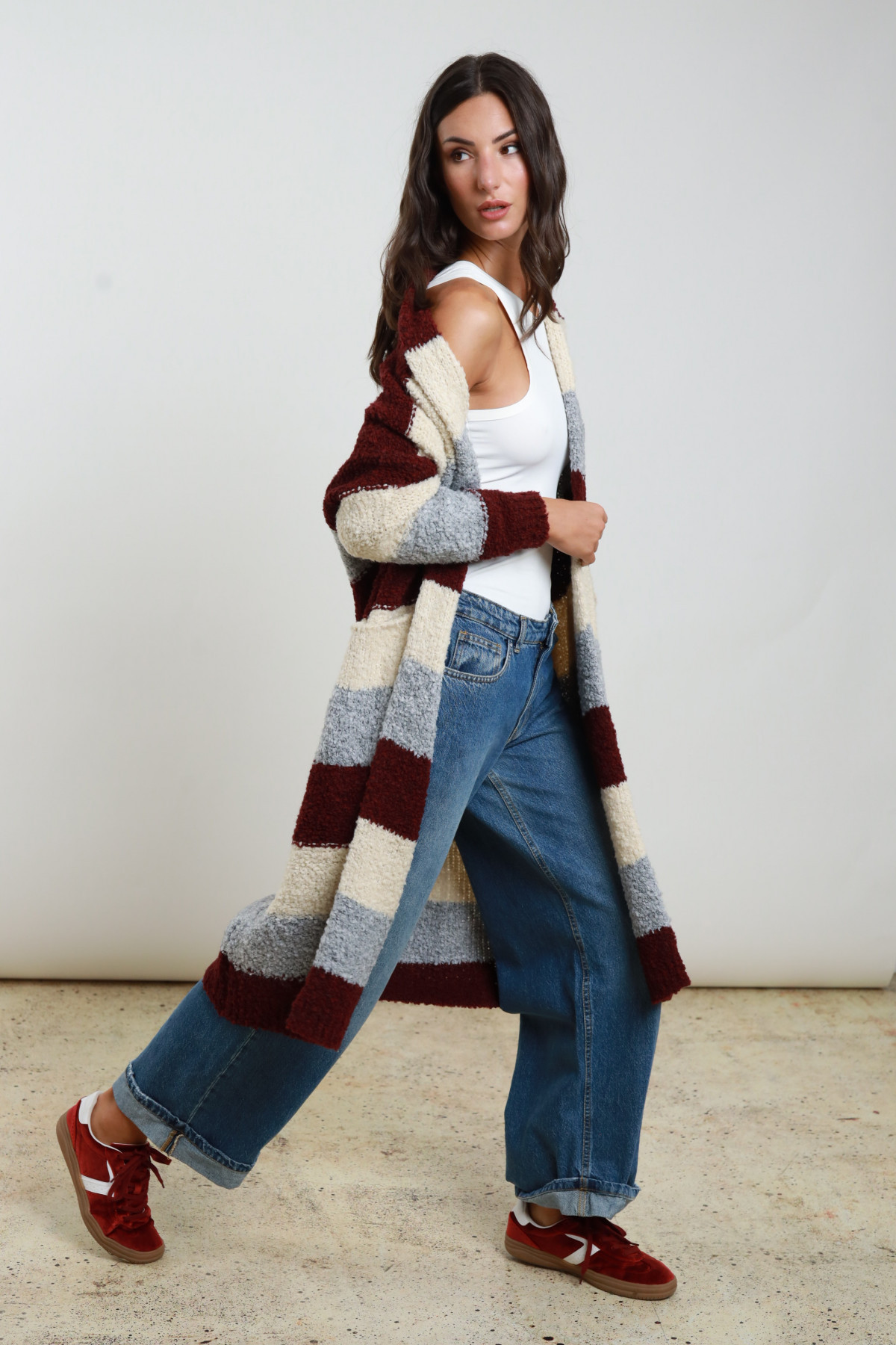 Cardigan Rigato Bouclè
