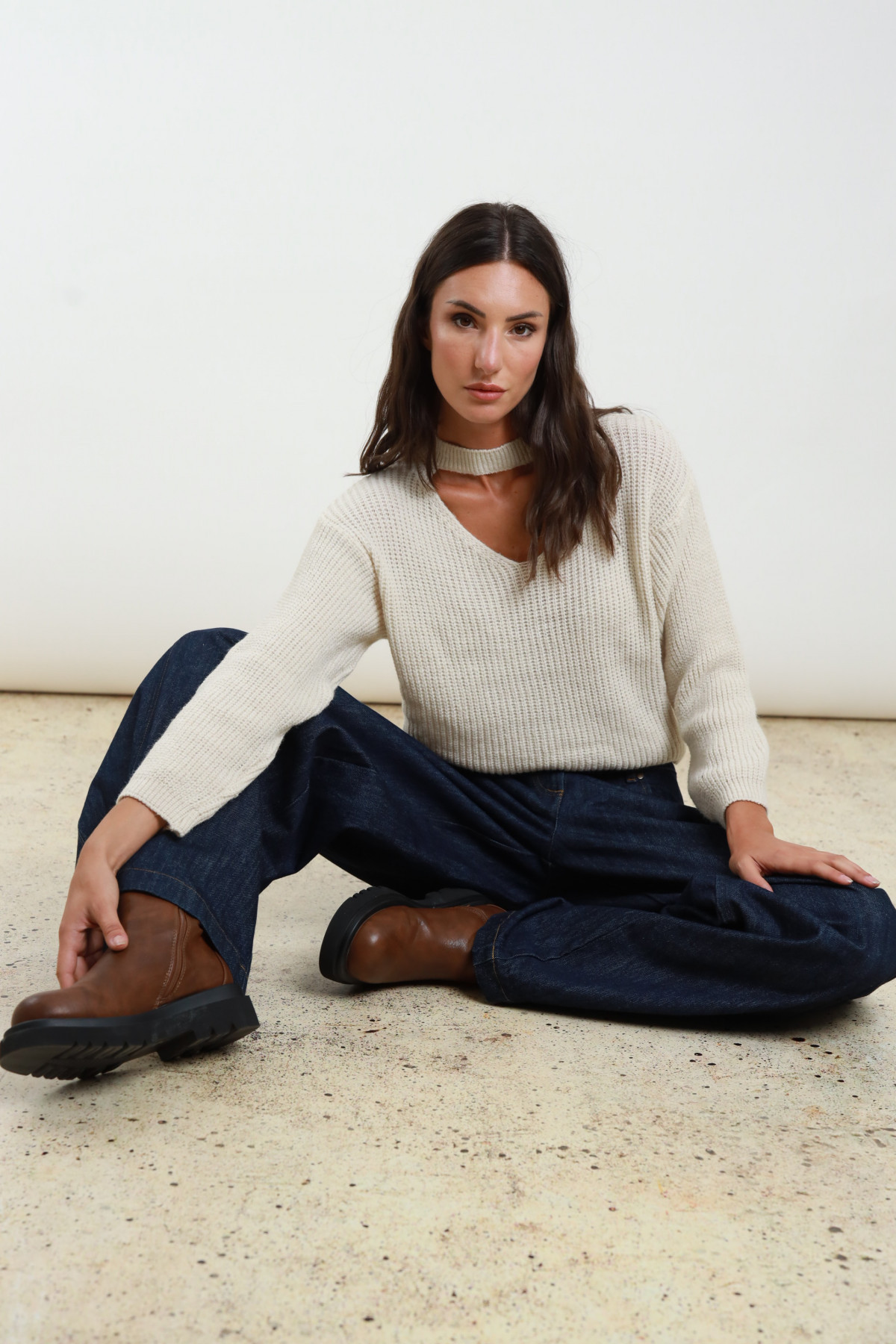 Pantalone jeans c/pieghe 100%co