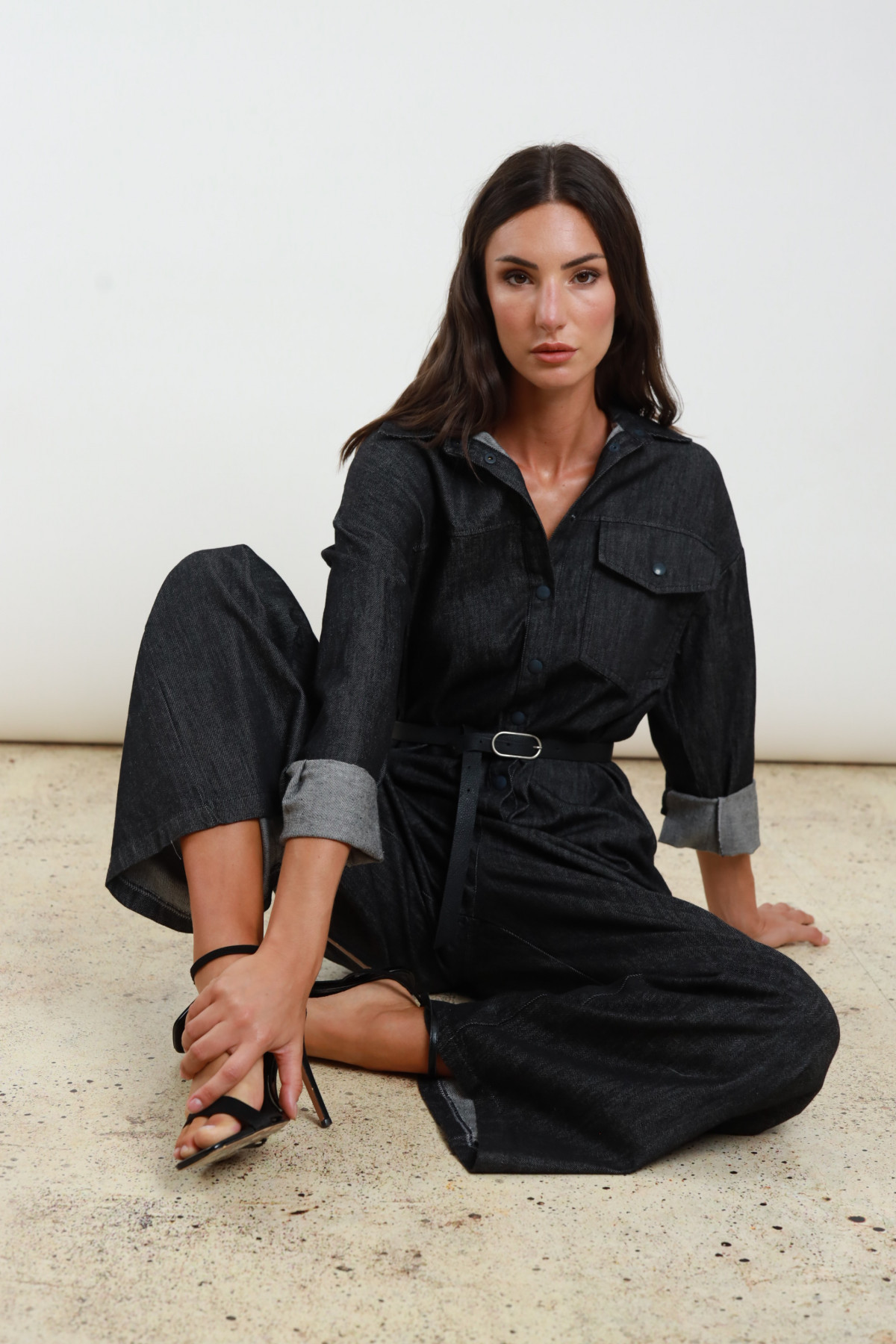 Tuta jeans c/cintura 100%co