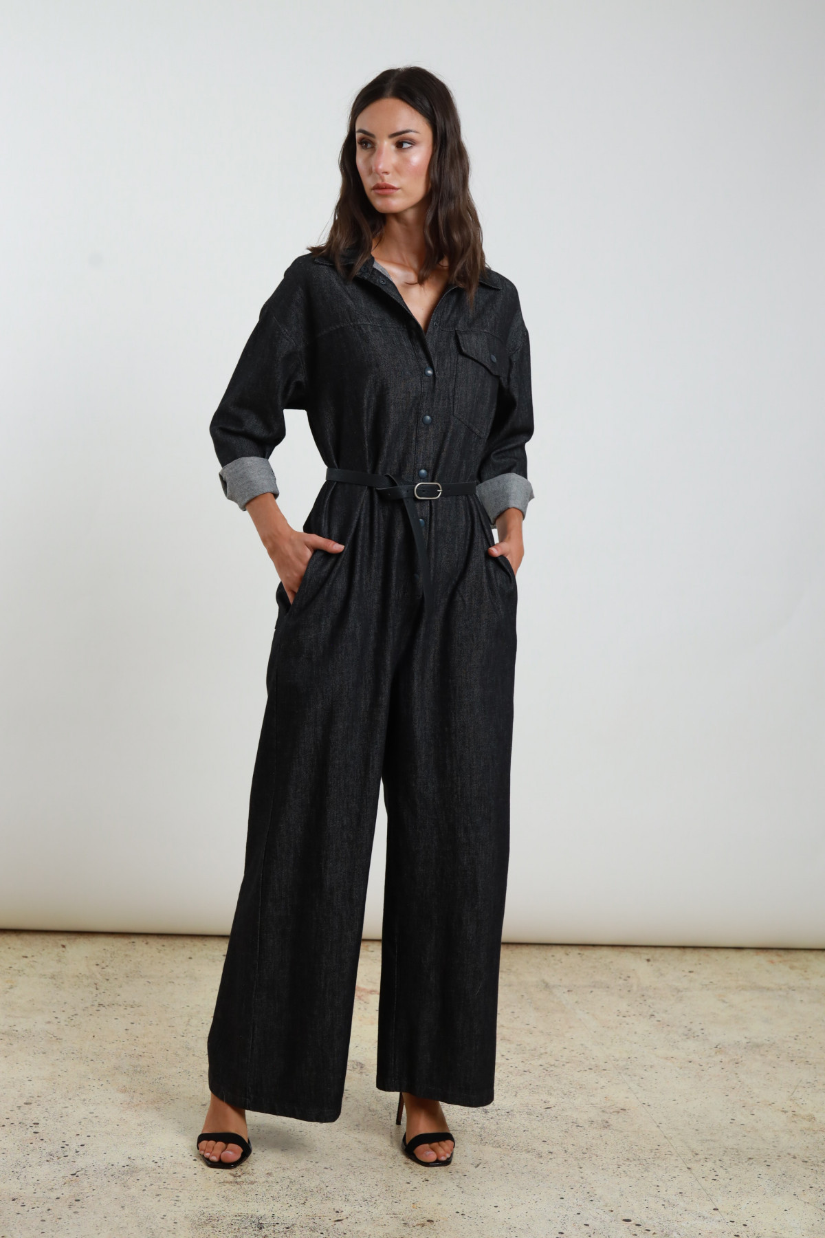 Tuta jeans c/cintura 100%co