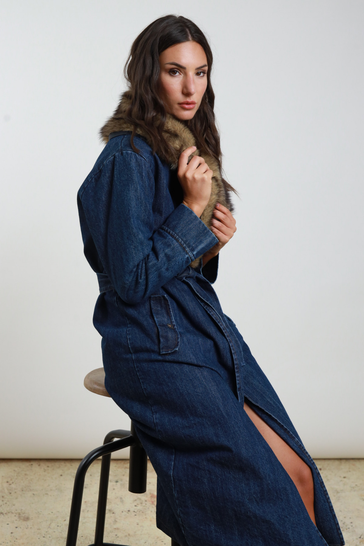 Mantel Denim Faopelliccia