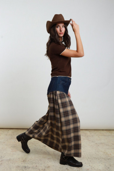 Denim Check skirt