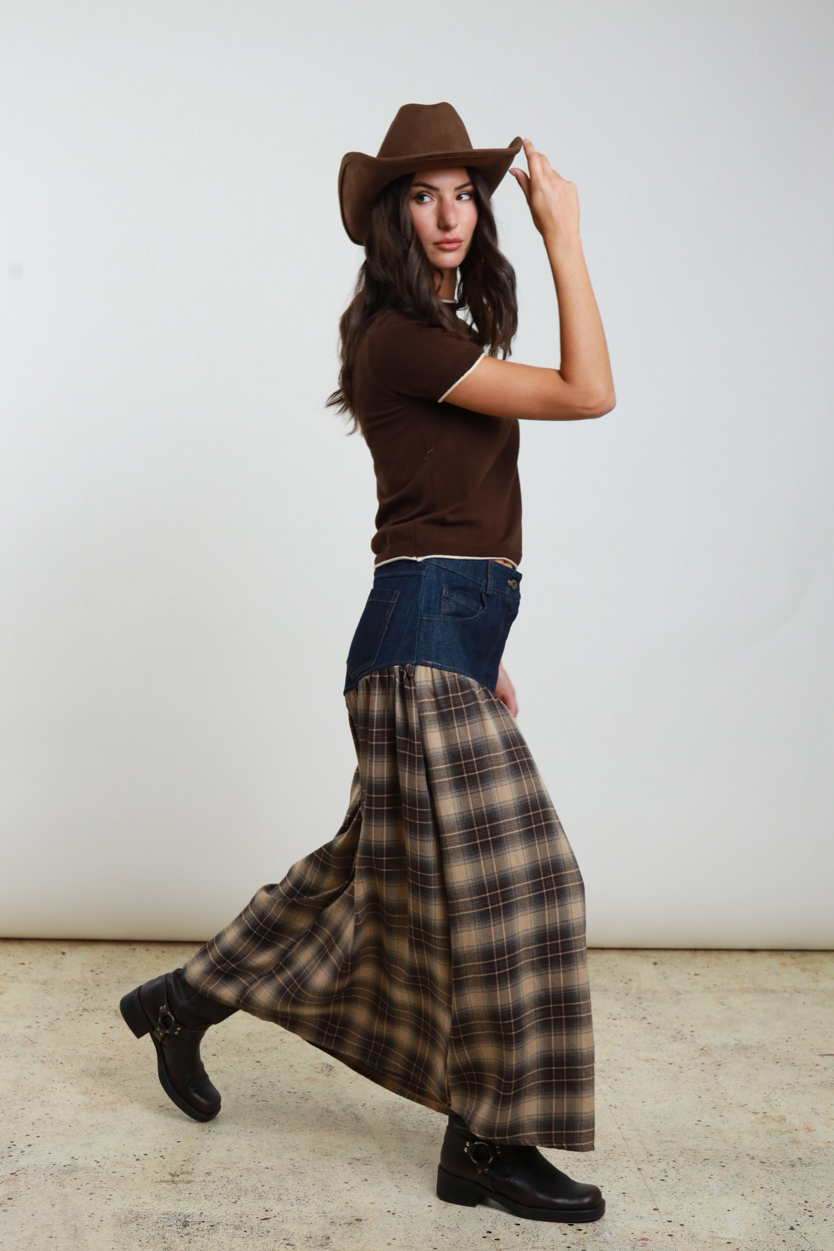 Denim Check skirt