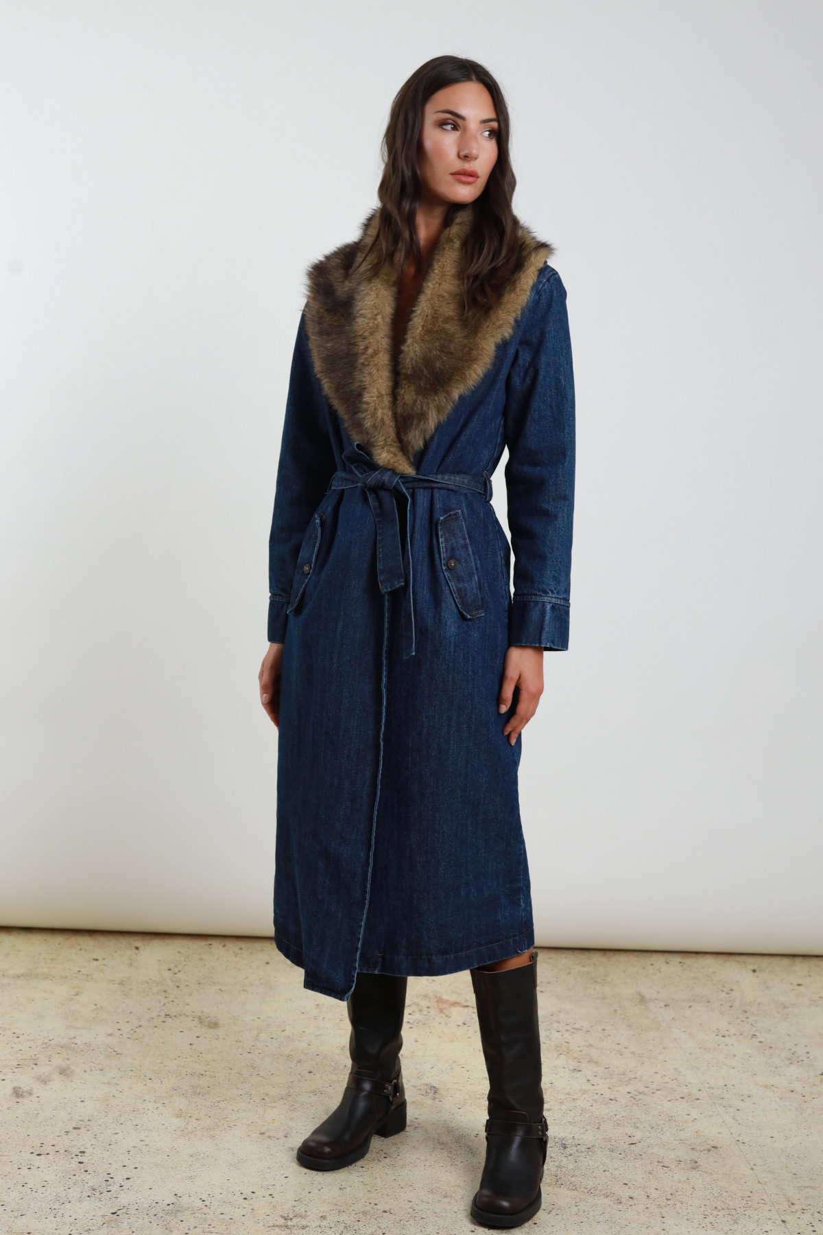 Mantel Denim Faopelliccia