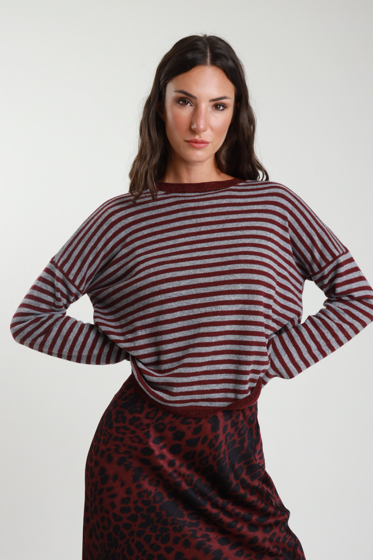 Maglia rigata 35%vi 30%pa 30%wo 5%ws