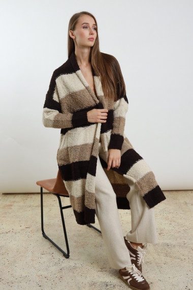 Cardigan rigato 62%pc 18%pl 8%vi 8%wo 4%wp