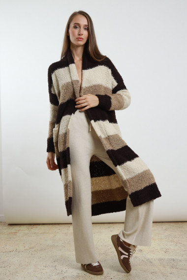 Cardigan rigato 62%pc 18%pl 8%vi 8%wo 4%wp