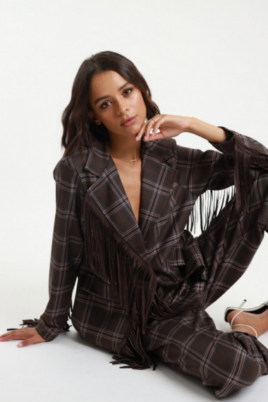 Check fringes jacket