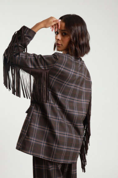 Check fringes jacket