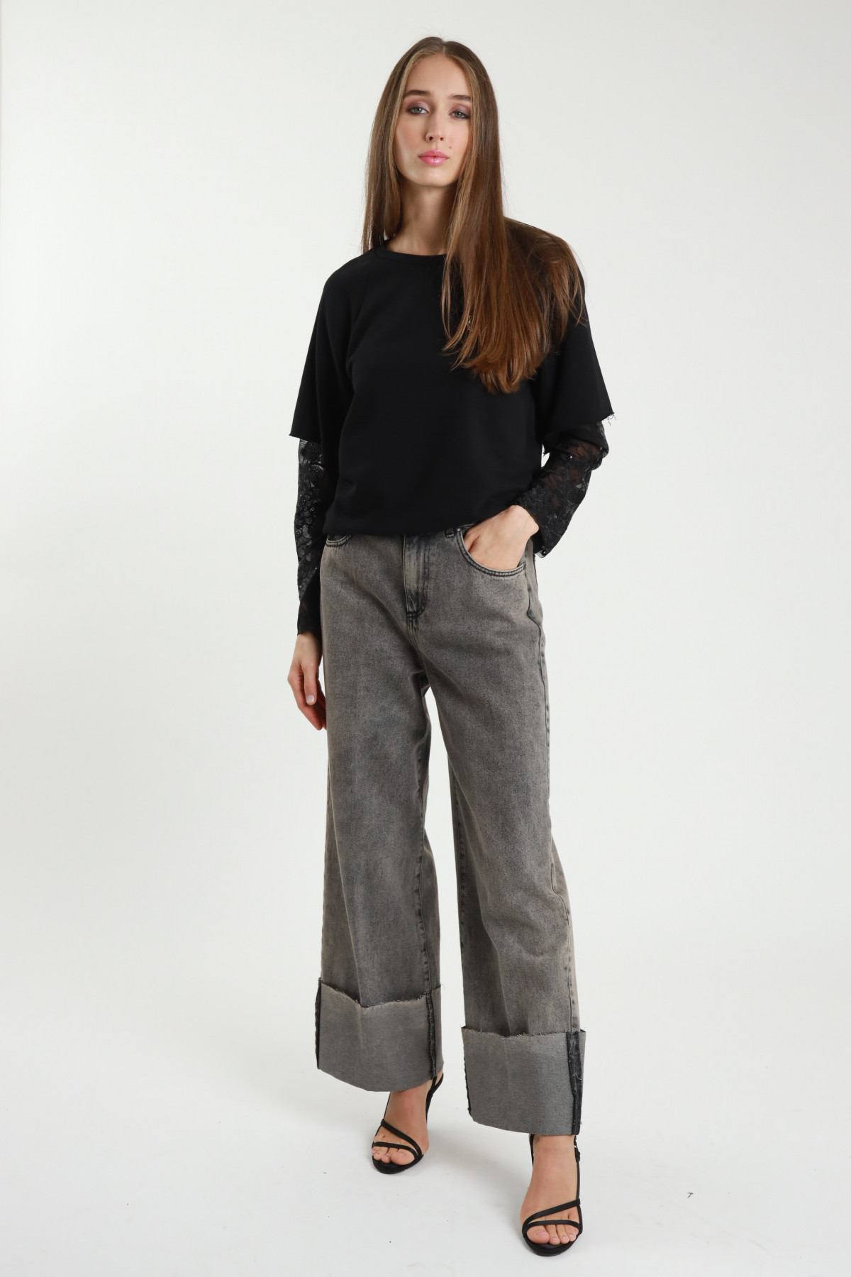 Jeans Palazzo Risvolto