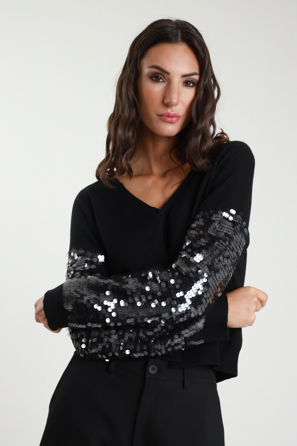 Maglione Scollo V Paillettes