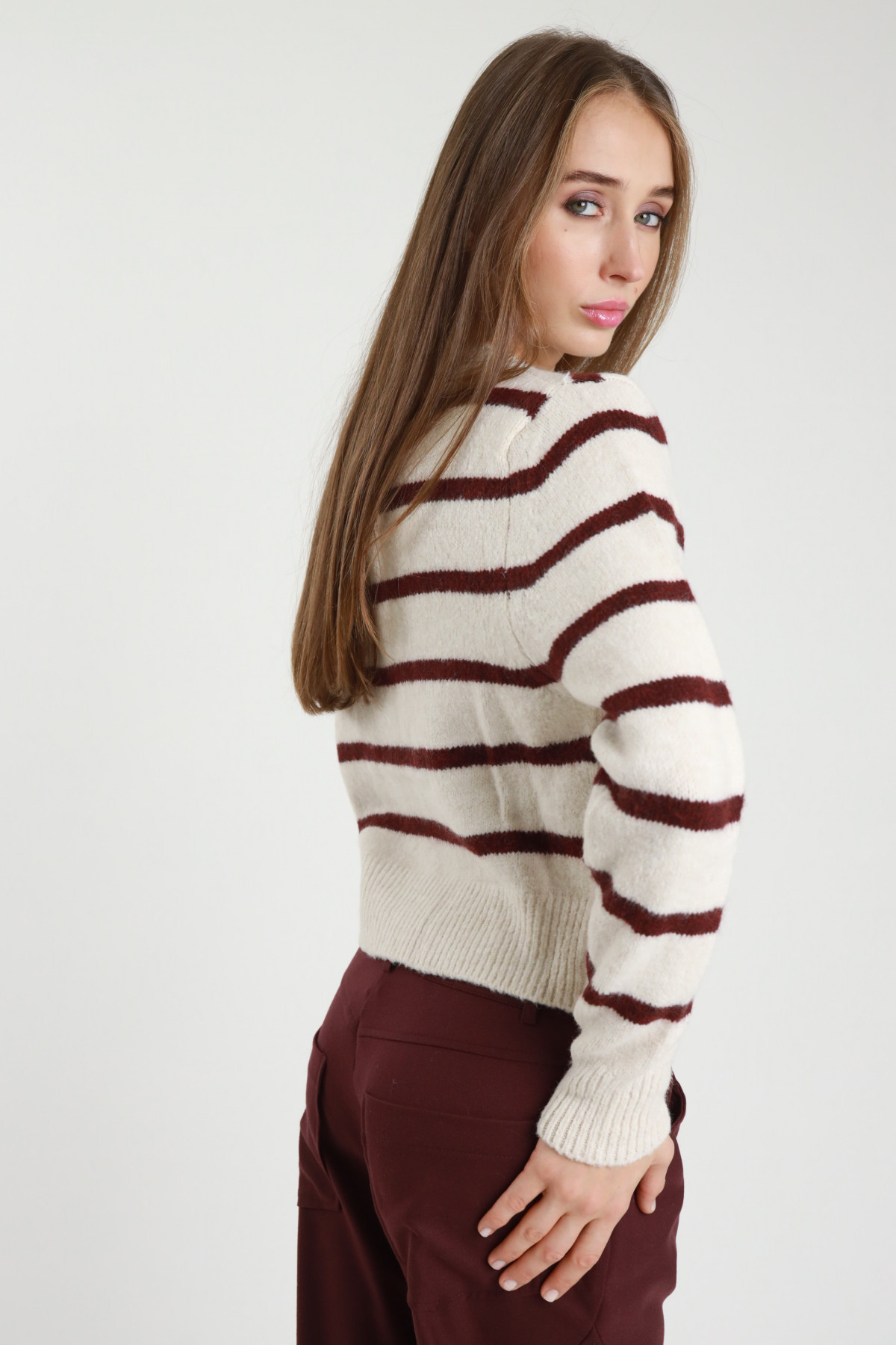 Gilet rigato 60%pc 14%pa 10%pl 8%vi 8%wo