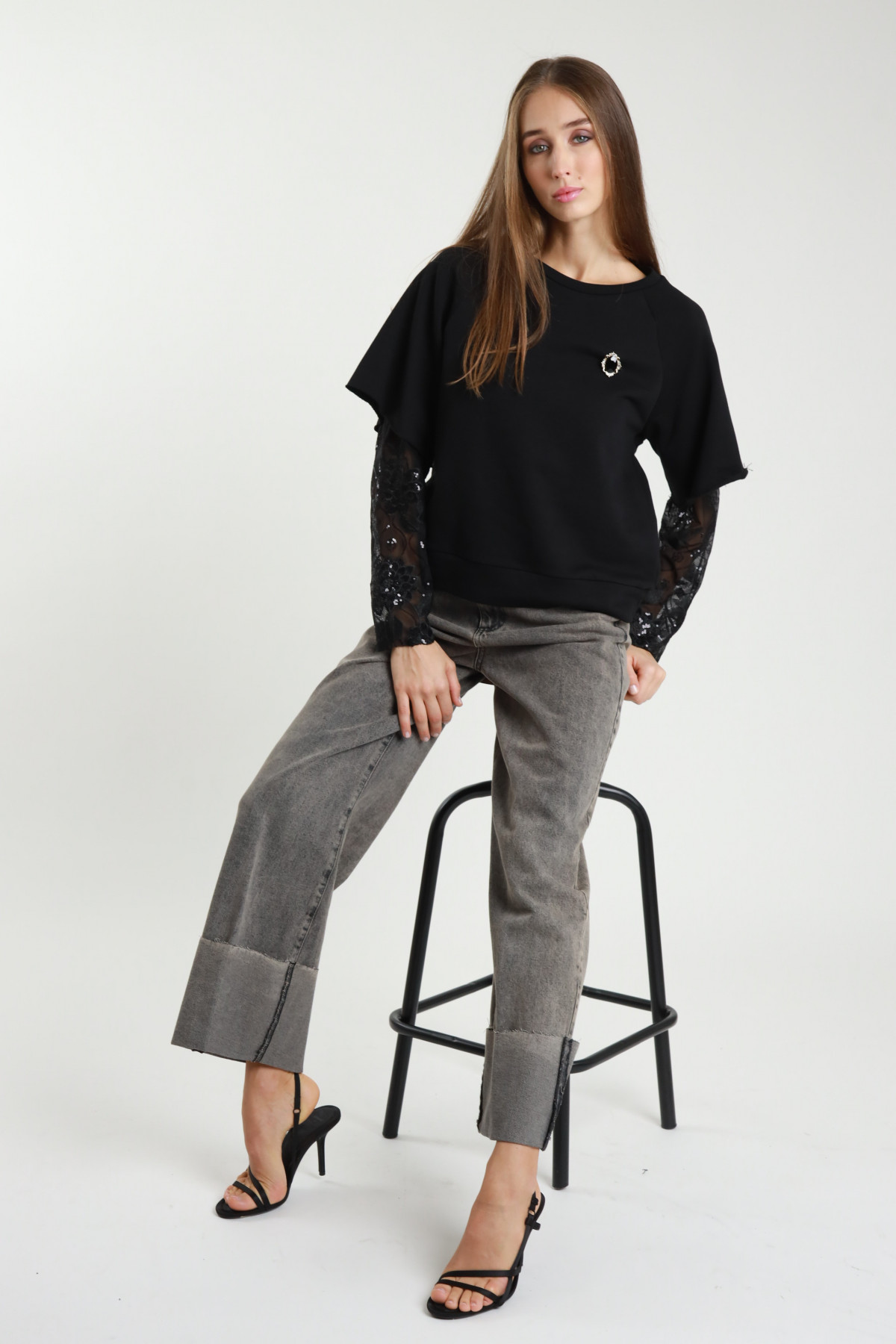 Jeans Palazzo Risvolto