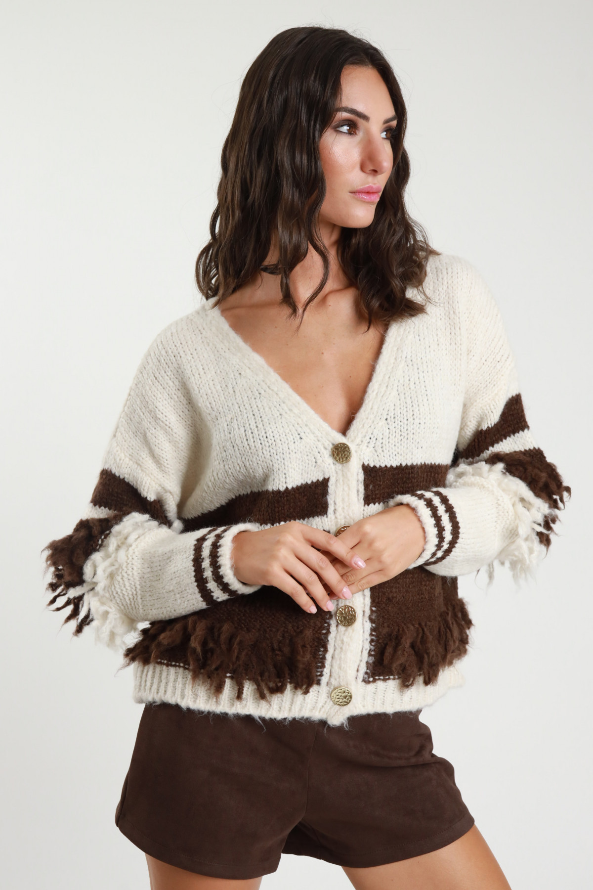 Cardigan Righe  Frange