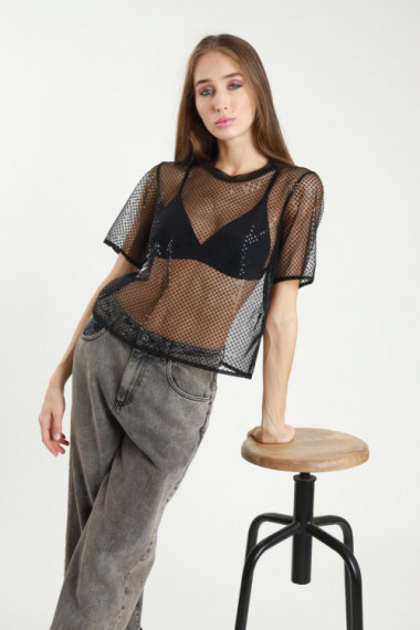 Maglia Tulle con Paillettes