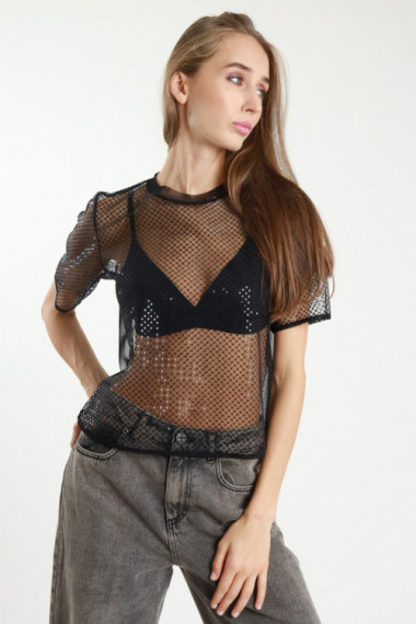 Maglia Tulle con Paillettes
