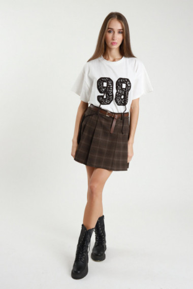 Minigonna pieghe c/cintura 79%pl 19%ry 2%ea