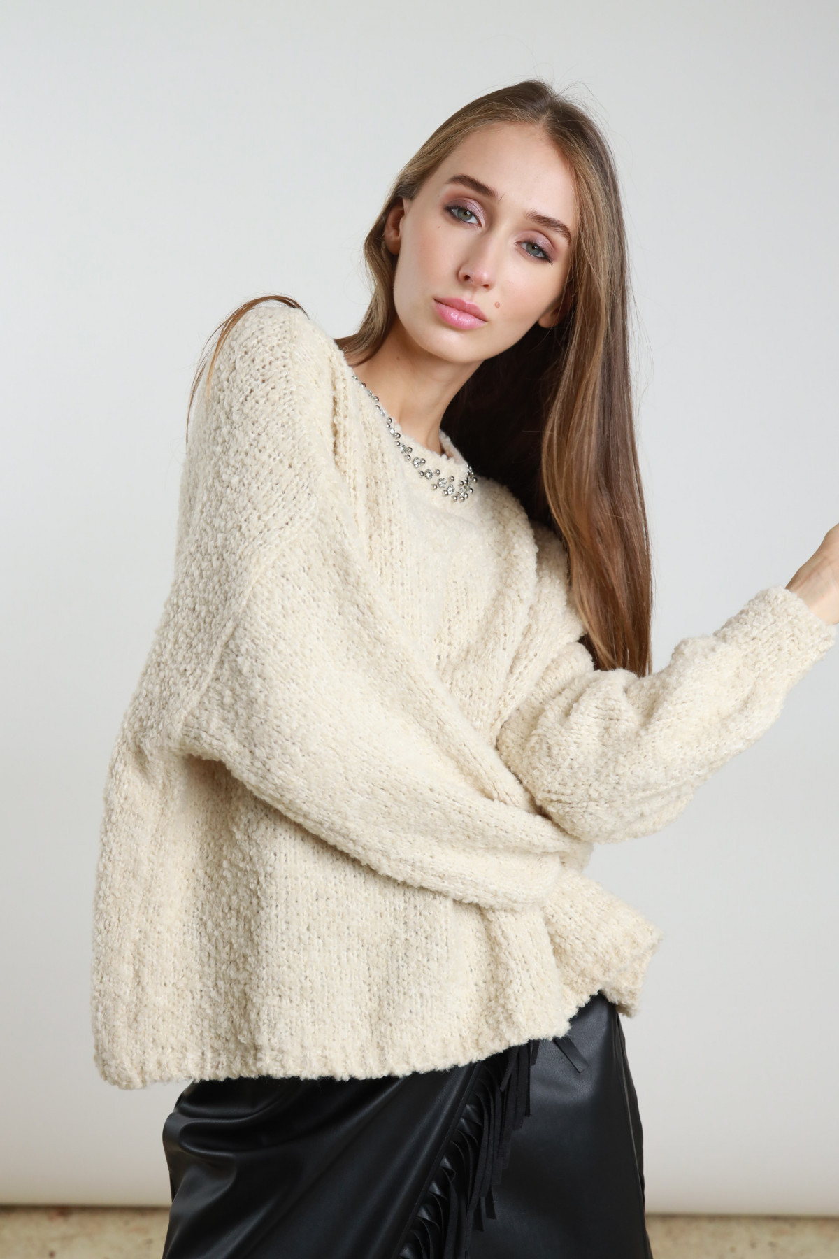 Maglione Bouclè Strass