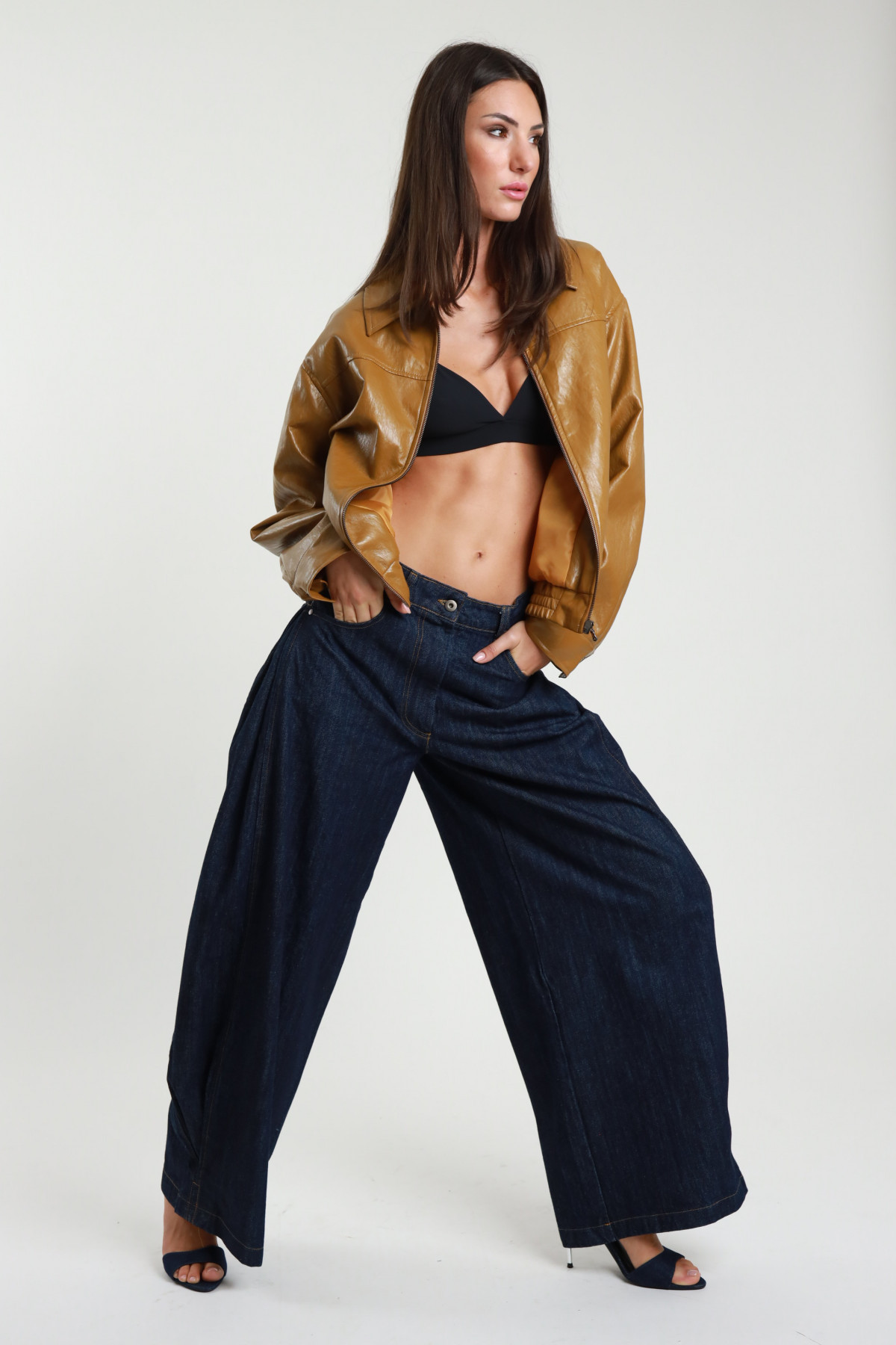 Pantalone jeans c/pieghe 100%co