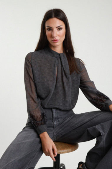 Blusa Nodo Pied de Poule