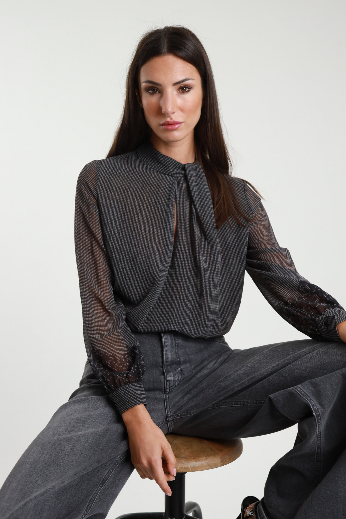 Blusa Nodo Pied de Poule