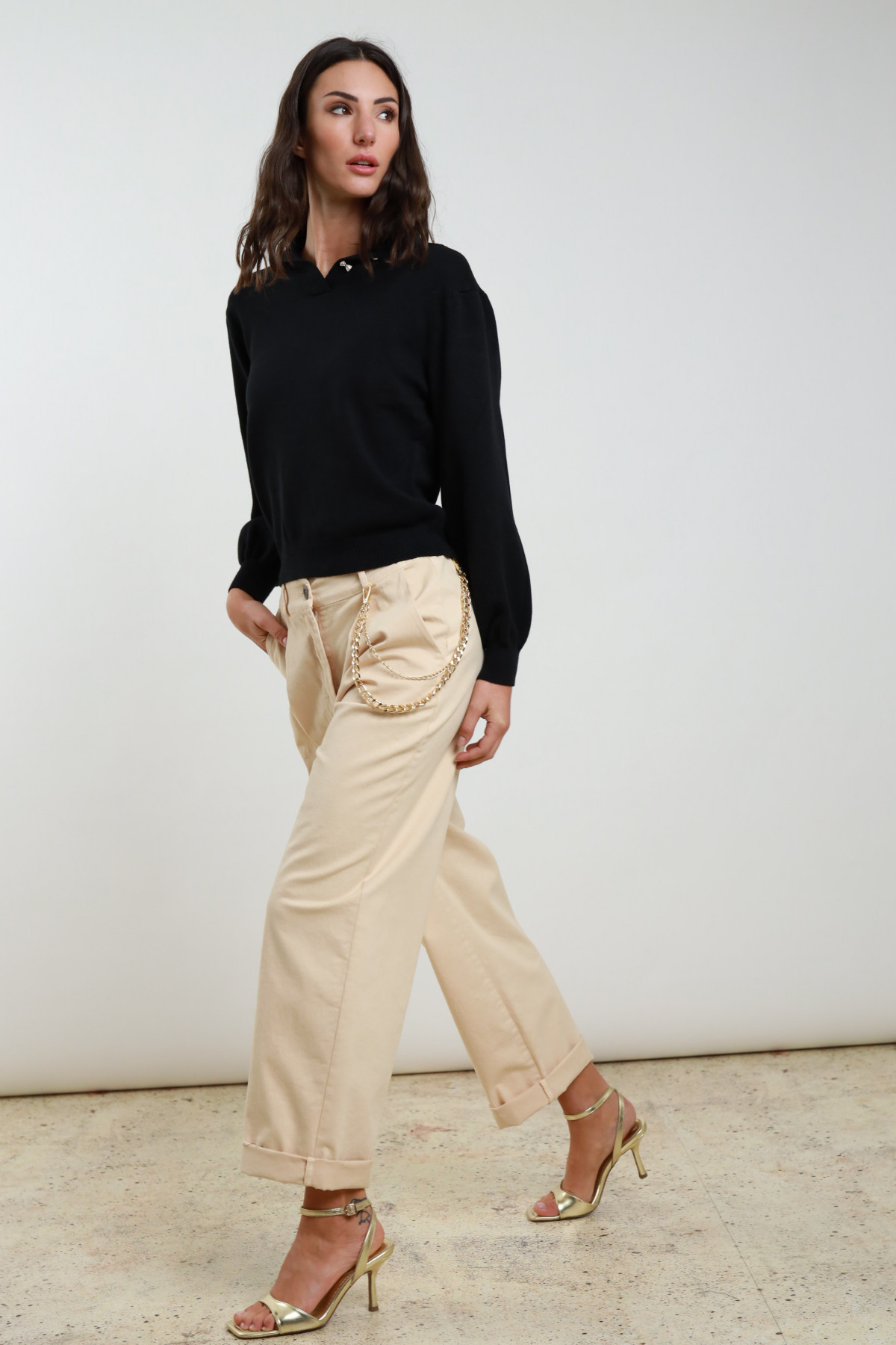 Pantaloni Ovetto con Catena