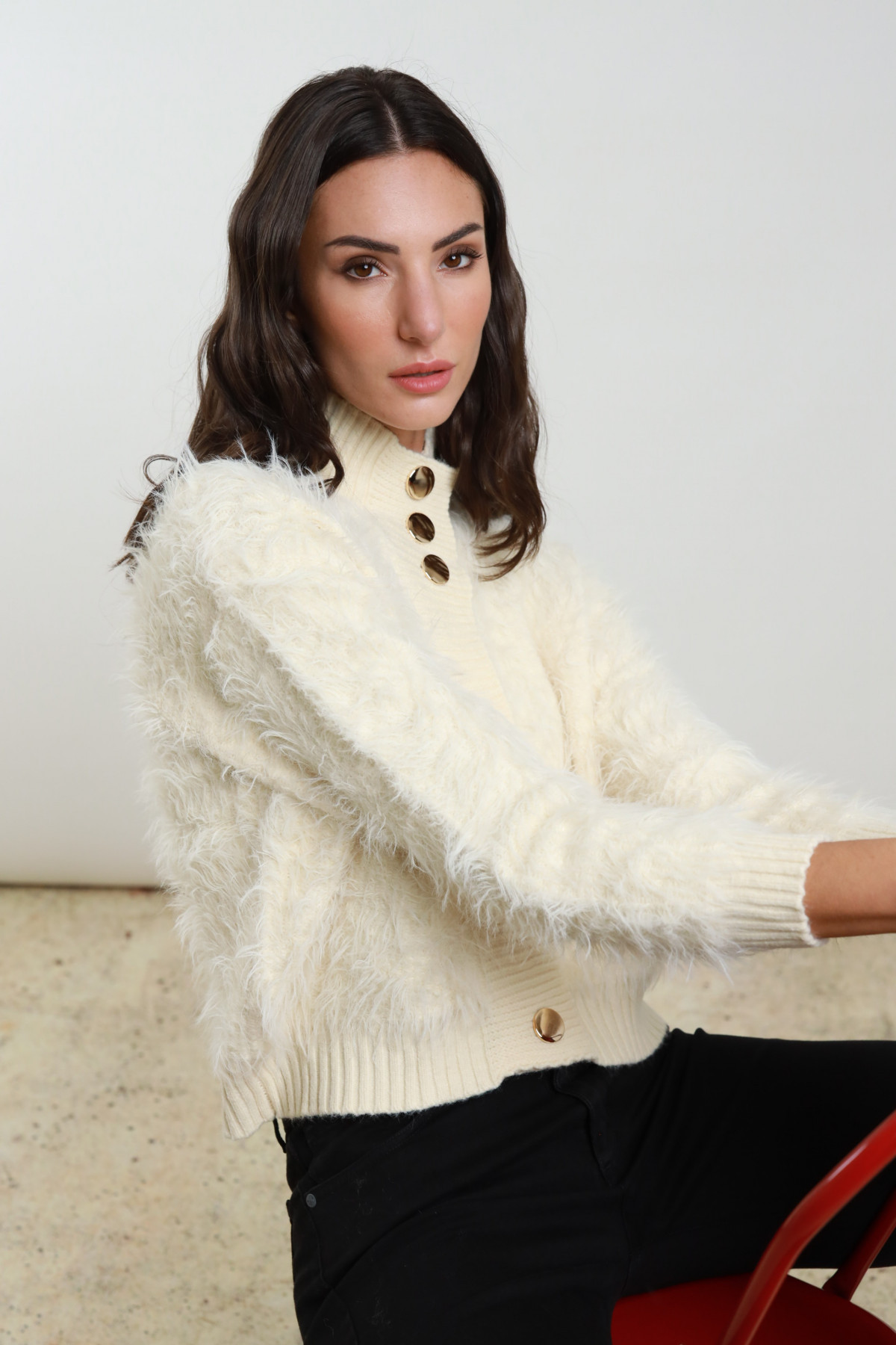 Strickjacke aus Kunstpelz