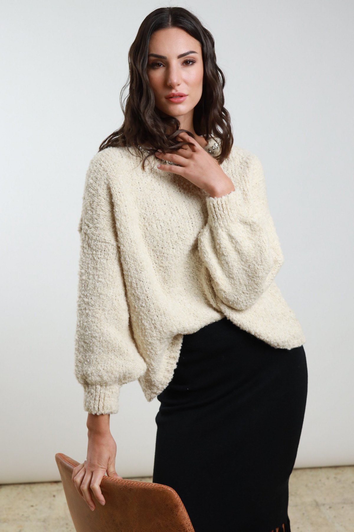 Maglione Bouclè Strass