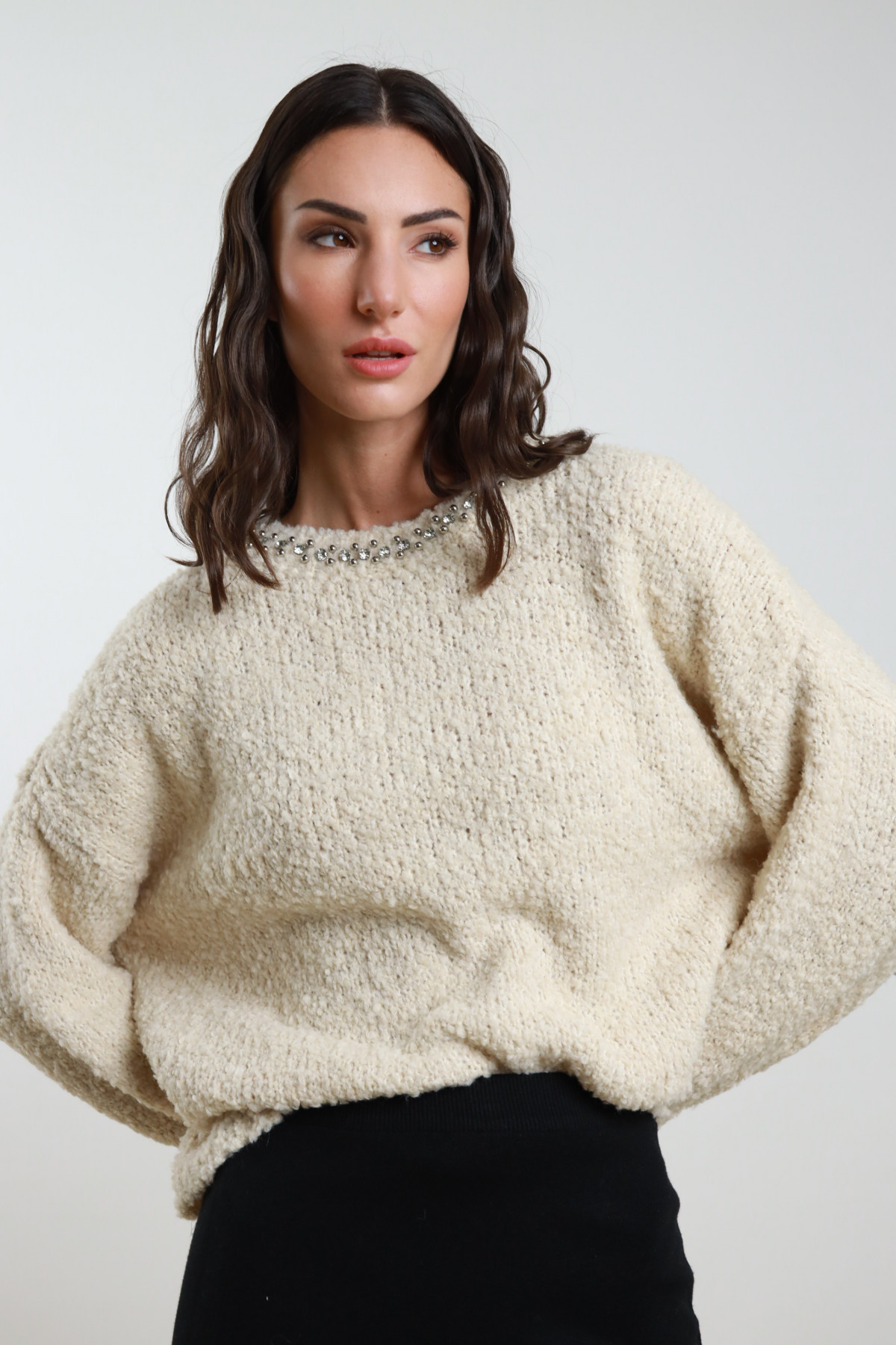 Maglione Bouclè Strass