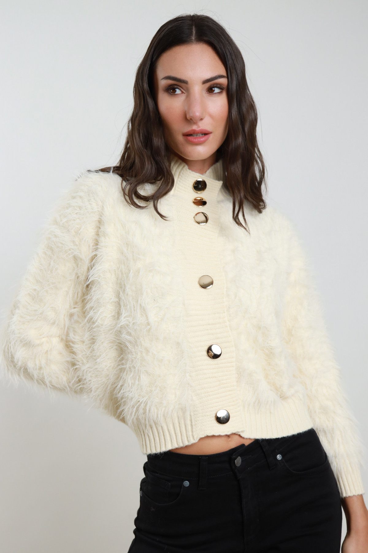 Strickjacke aus Kunstpelz