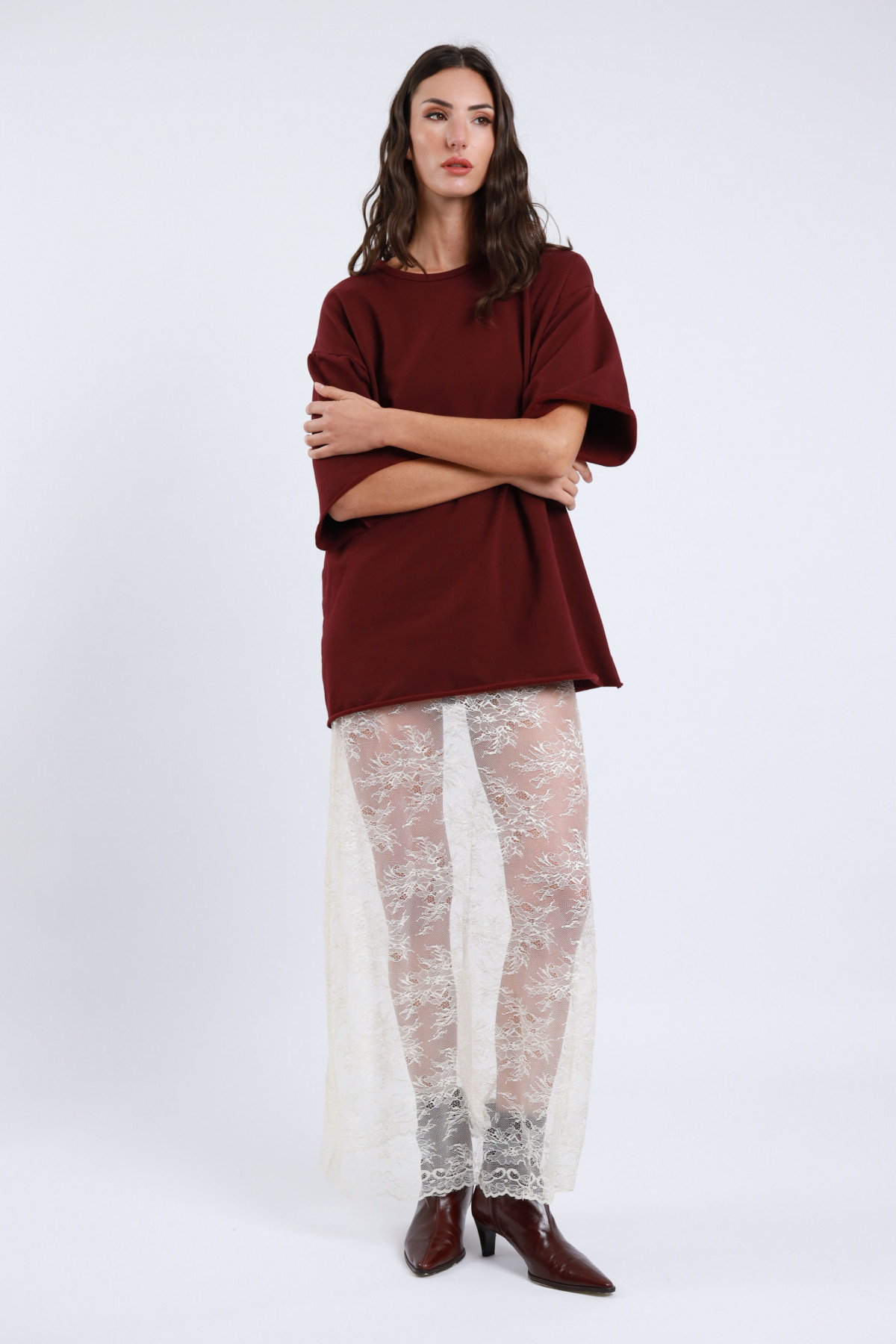 T-Shirt + Spitzenkleid