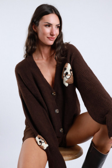 Hundestickerei Strickjacke