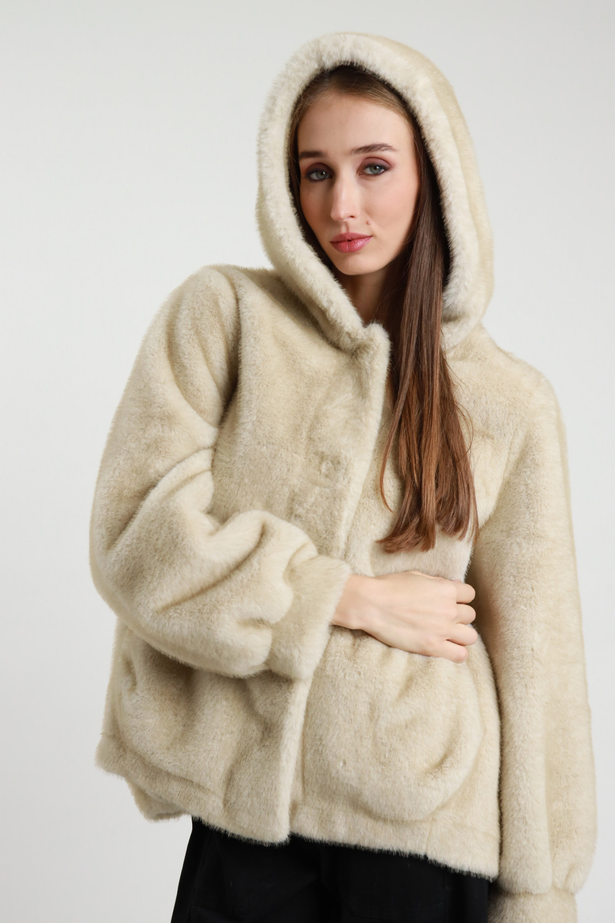 Faux fur bomber jacket