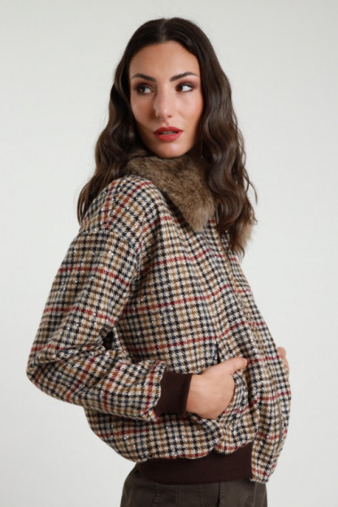 Bomber jacket with faux fur collar