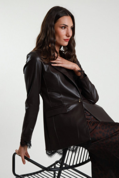Faux Leather + Lace Jacket