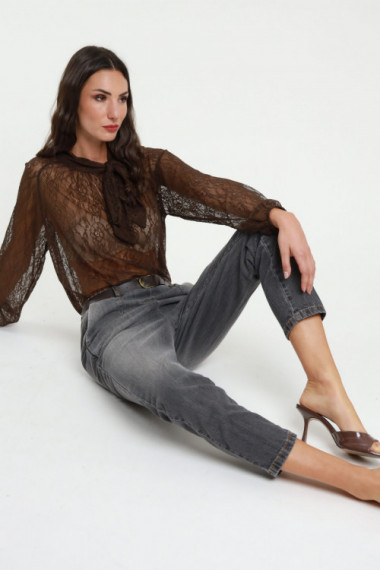 Jeans c/molla+cintura 100%co