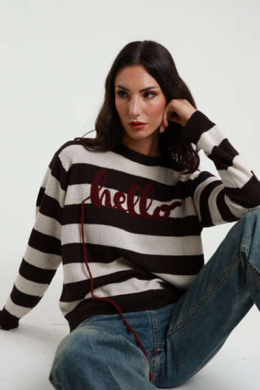 Maglia Righe con Ricamo 