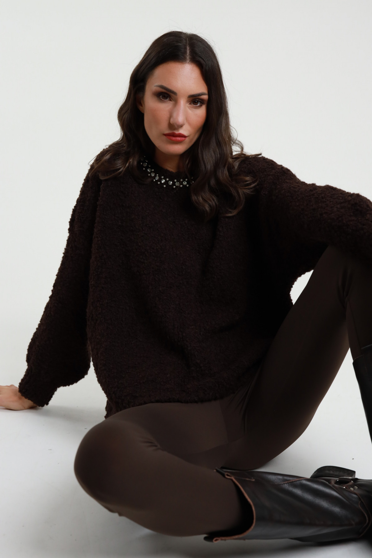 Maglia c/perle 62%pc 18%pl 8%wo 8%vi 4%wp