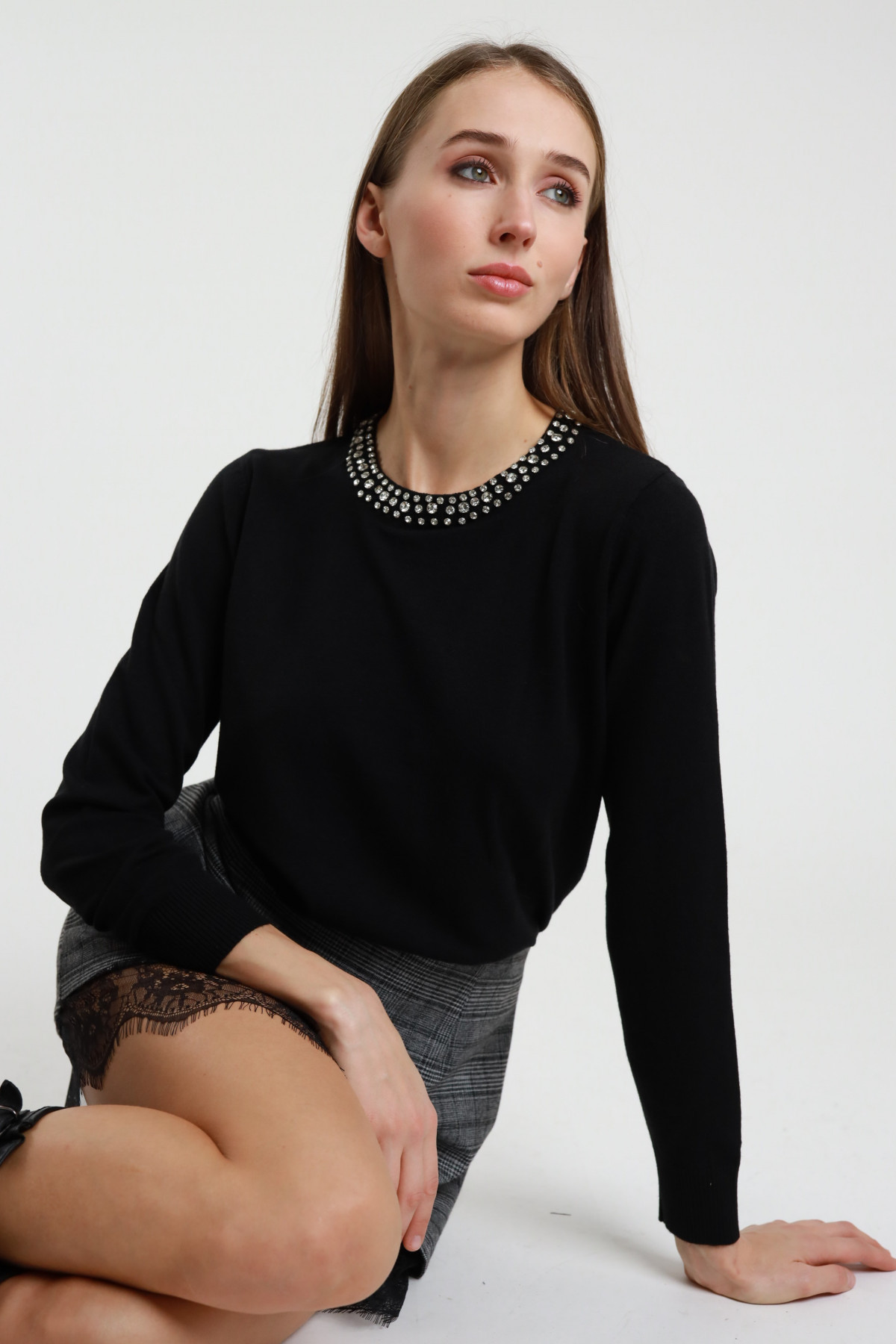 Maglia Girocollo Strass