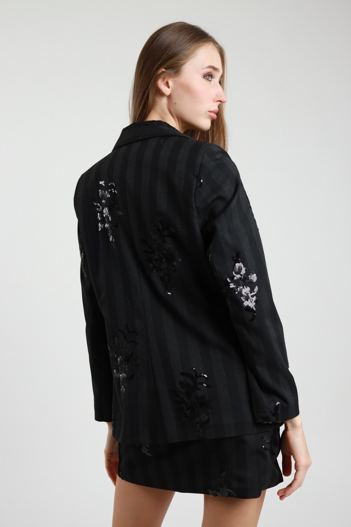 Nadelstreifenjacke mit Pailletten