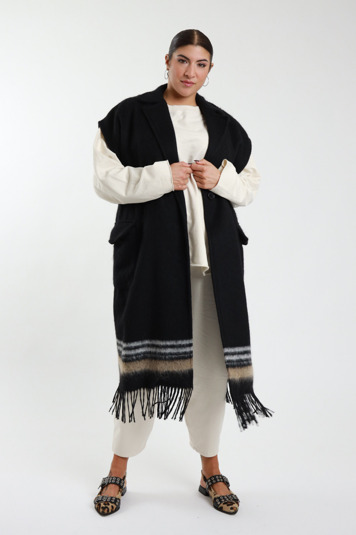 Susy Star - Gilet Lungo Frange