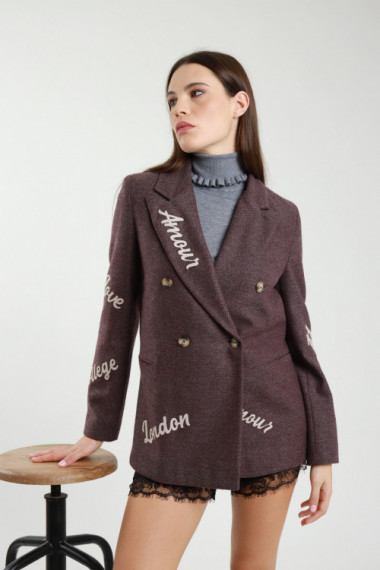 Zweireihige Jacke mit Schriftzug