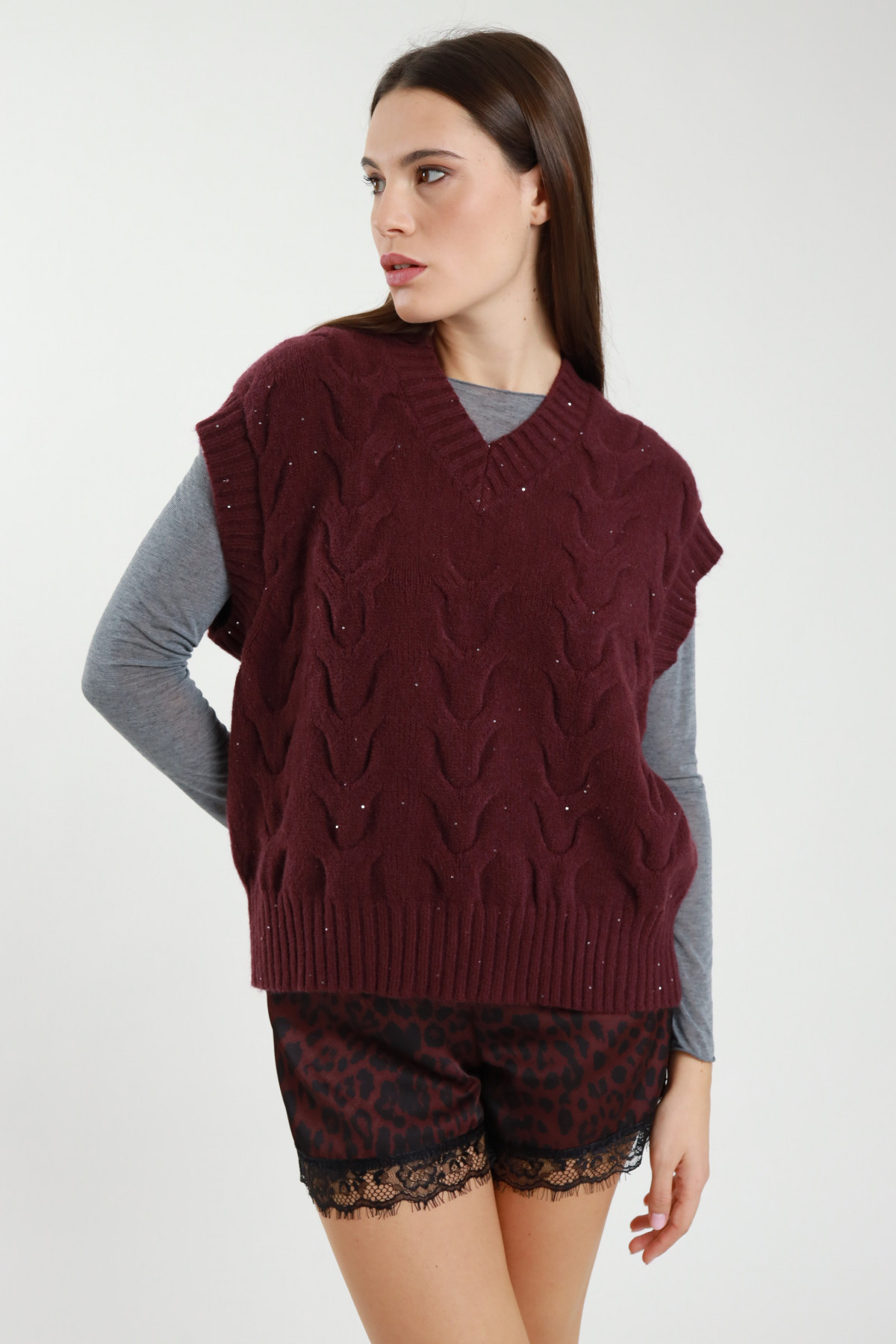 Gilet Trecce Paillettes