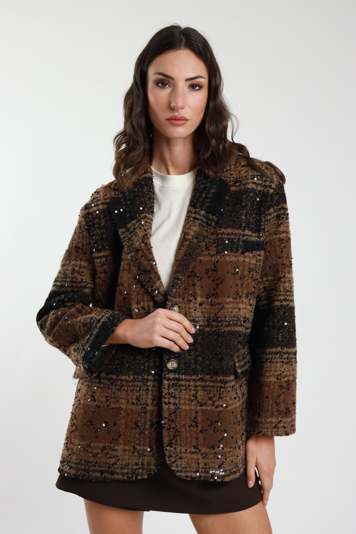 Giacca Check + Paillettes