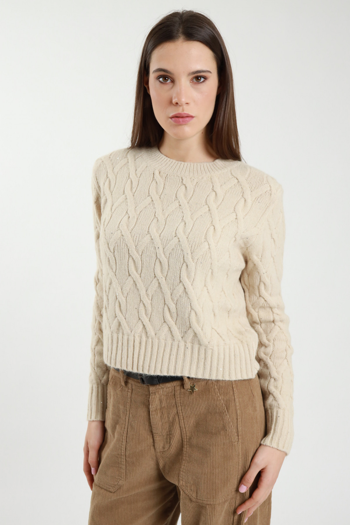 Pullover Trecce e Micro Paillettes