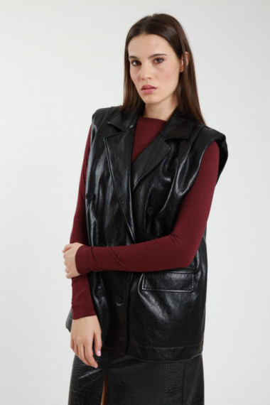 Faux leather vest