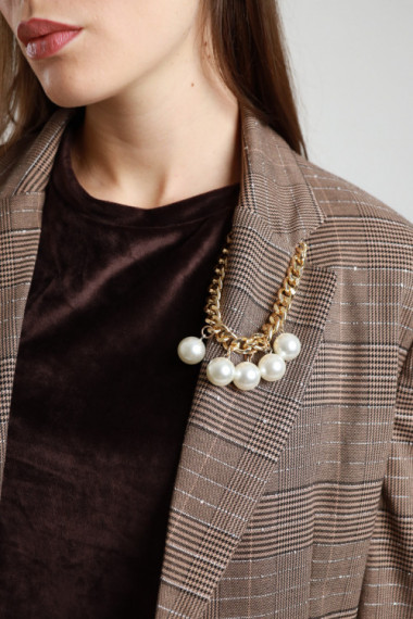 Karierter Blazer mit Fransen