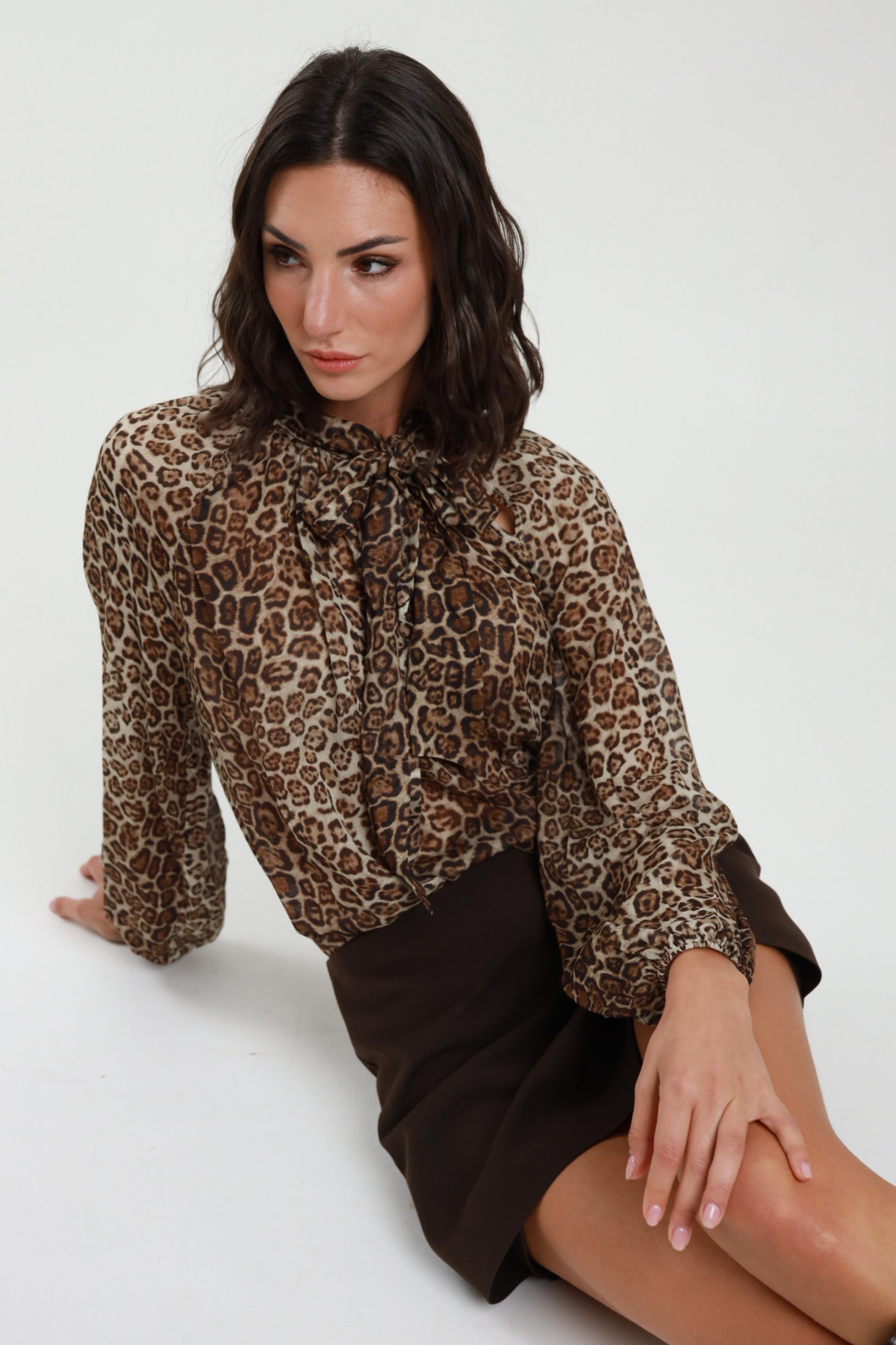 Spotted Blouse With Bow